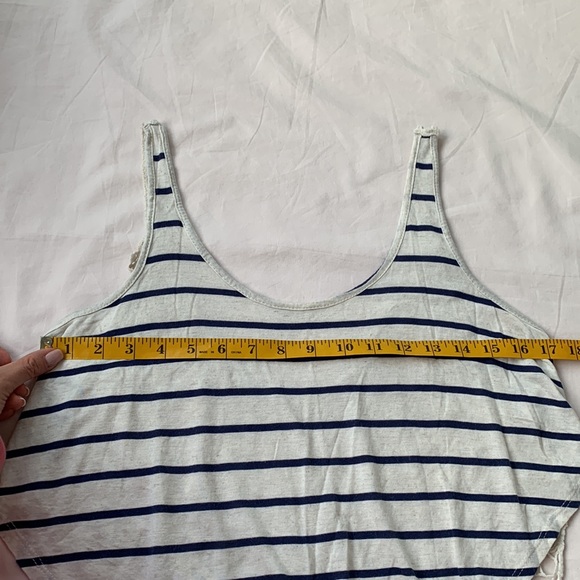 Super Flowy lace low back tank top, ivory, navy blue stripes, size M, - Picture 4 of 6